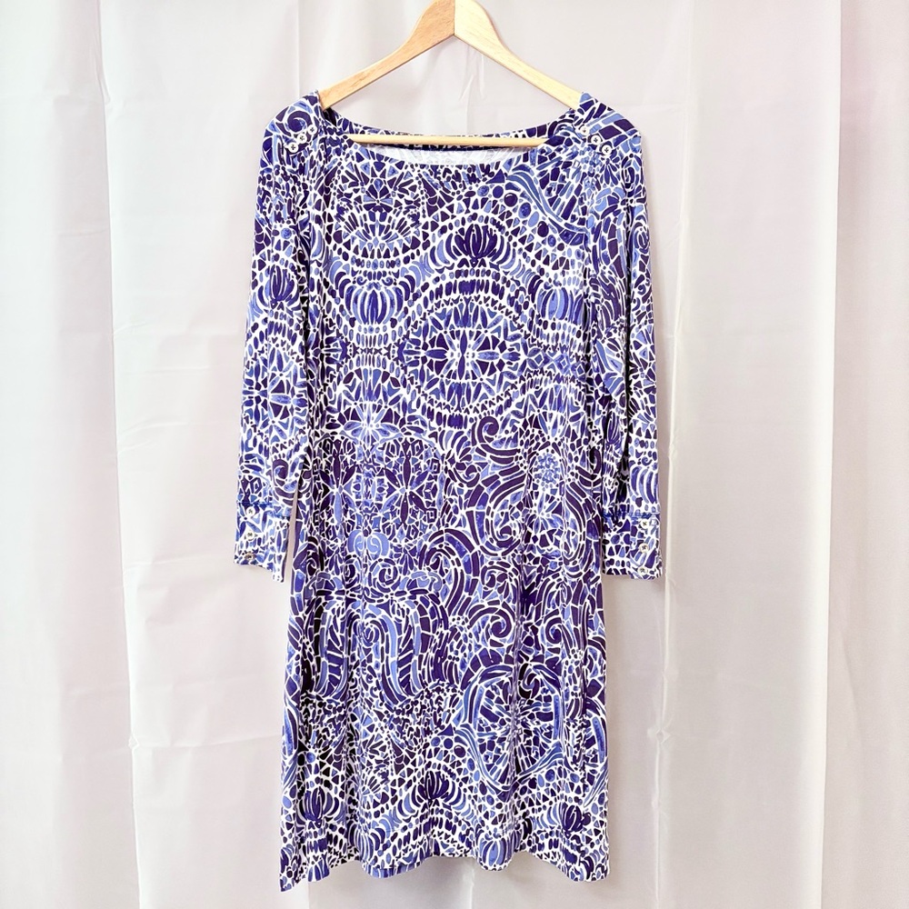Lilly Pulitzer Blue and White Midi Dress